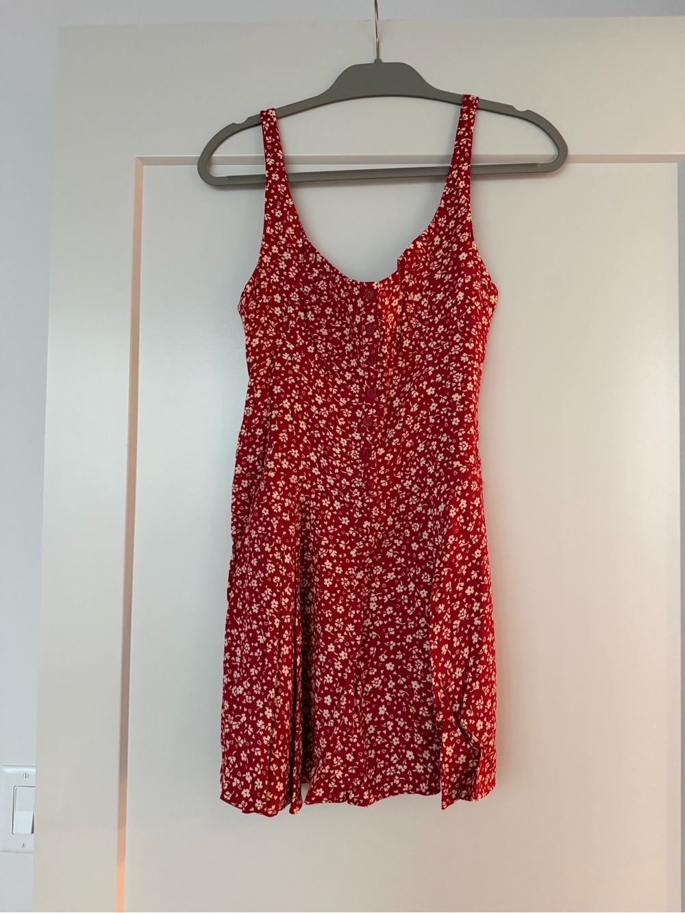 Reformation Red Mini Dress with White Floral Print